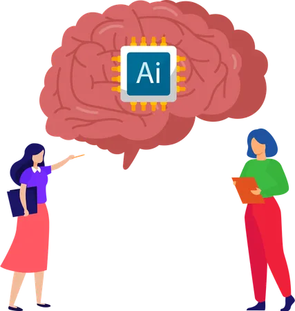 Business people working on ai brain  Illustration