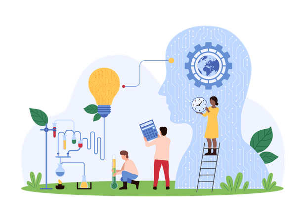 Business people working on ai intergration  Illustration