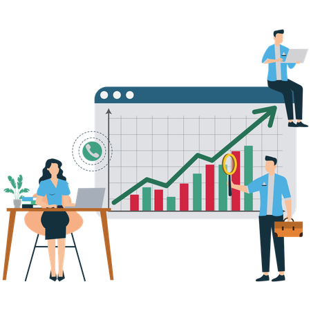 Business people working on analysis  Illustration