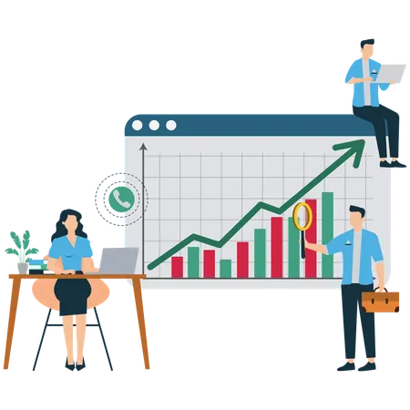 Business people working on analysis  Illustration