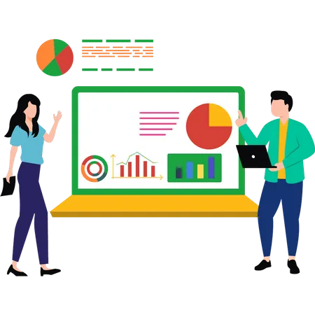 Business people working on business analysis  Illustration