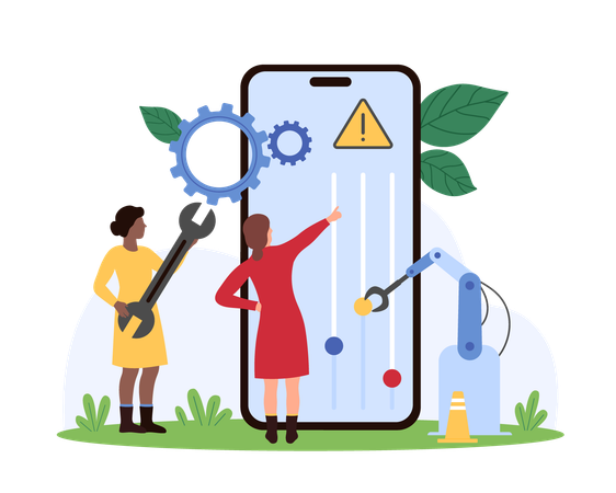 Business people working on app improvement  Illustration