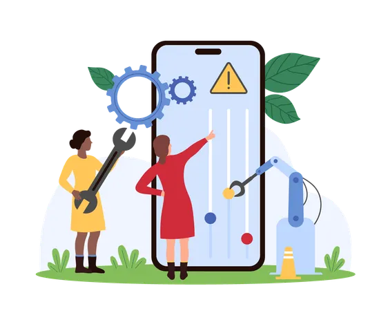 Business people working on app improvement  Illustration
