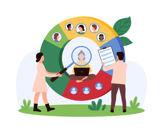 Business people working on audience analysis  Illustration