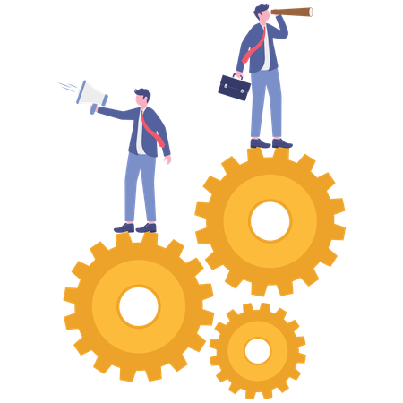 Business people working on automation setitng  Illustration