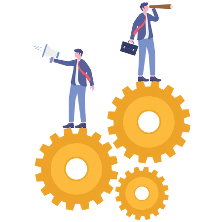 Business people working on automation setitng  Illustration