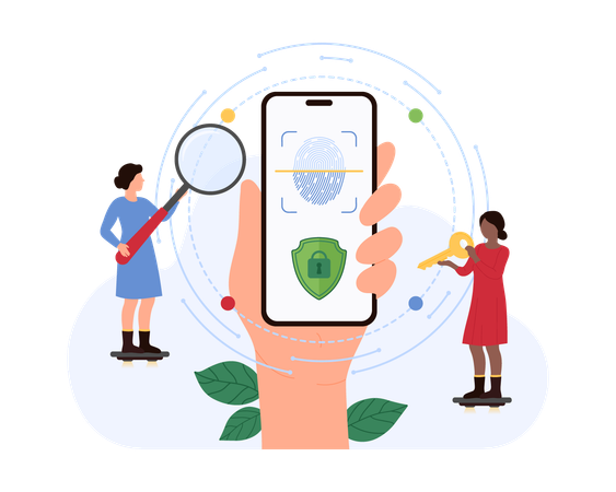 Business people working on biometric identification  Illustration