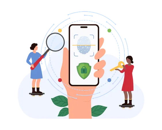 Business people working on biometric identification  Illustration