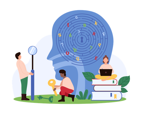 Business people working on brain development  Illustration
