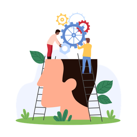 Business people working on brain setting  Illustration