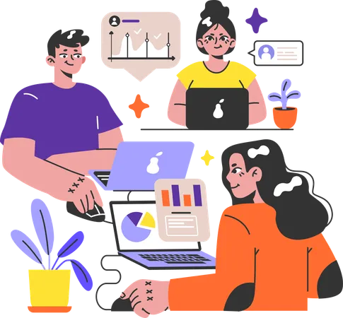 Business people working on business growth  Illustration