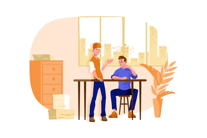 Business people working on business solution  Illustration