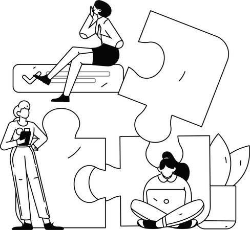 Business people working on business solution  Illustration