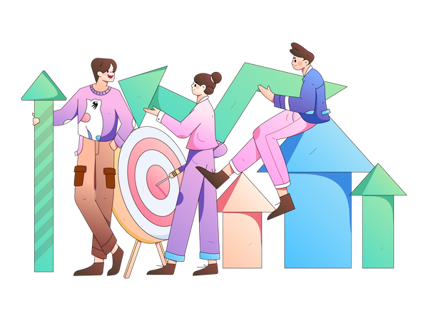 Business people working on business target and business growth  Illustration