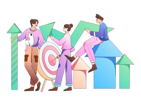 Business people working on business target and business growth  Illustration