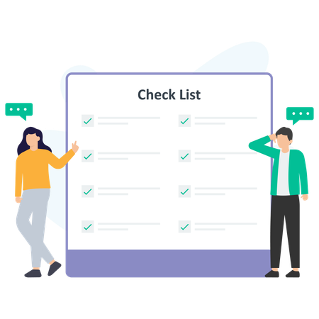 Business people working on business checklist  Illustration