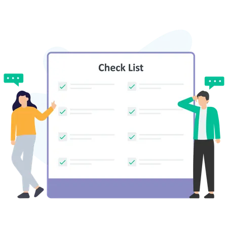 Business people working on business checklist  Illustration