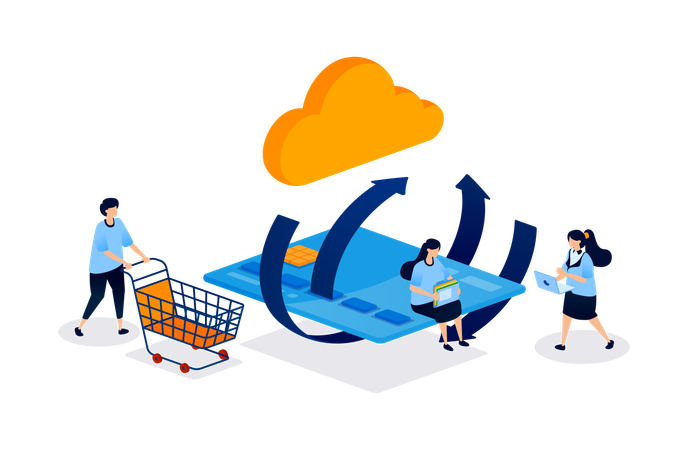 Business people working on cloud connection  Illustration