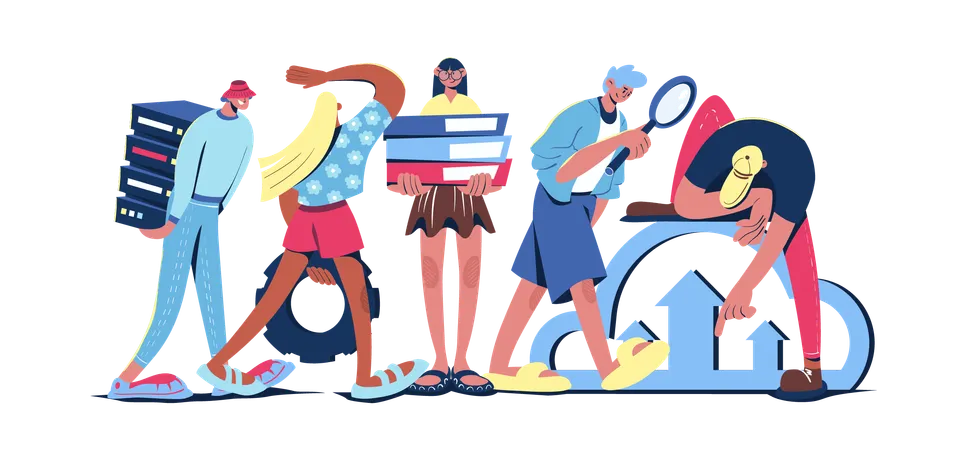 Business people working on cloud services  Illustration