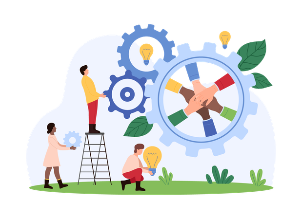 Business people working on collaborative solution  Illustration