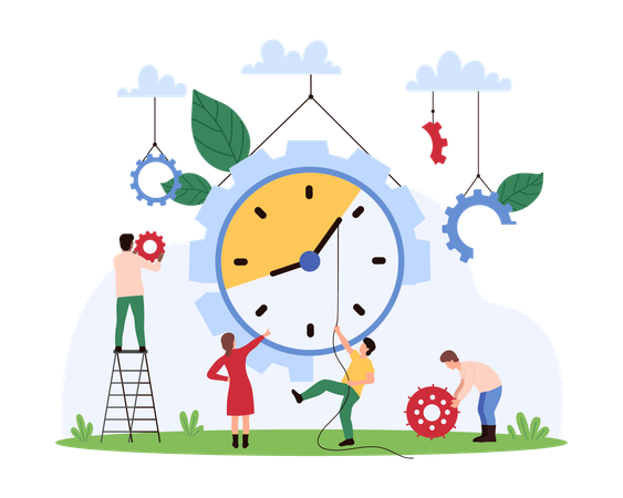 Business people working on collaborative time management  Illustration