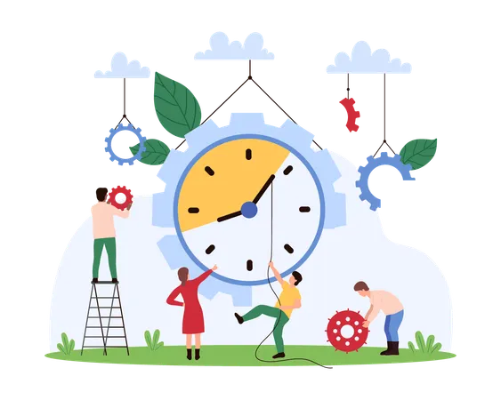 Business people working on collaborative time management  Illustration