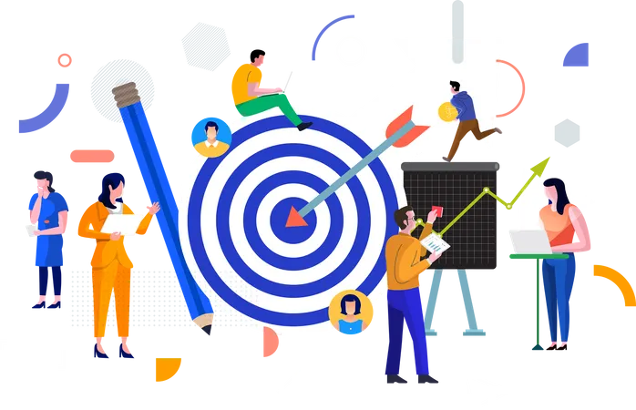 Business people working on consumer target  Illustration