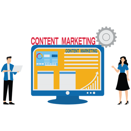 Business people working on content marketing  Illustration