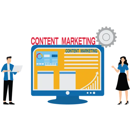 Business people working on content marketing  Illustration