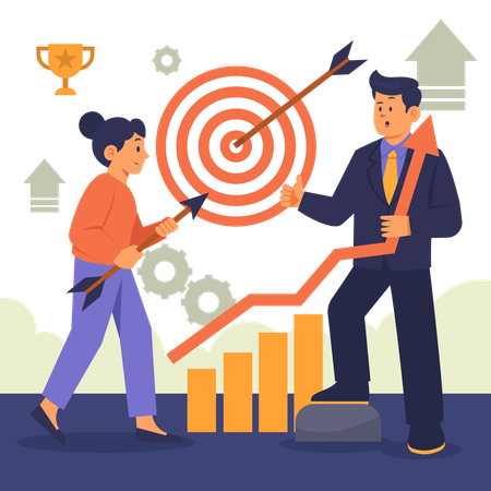 Business People Working On Corporate Goal Setting  Illustration