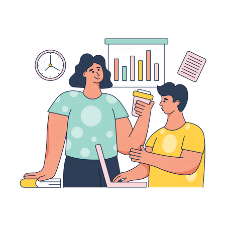 Business people working on Coworking Space  イラスト