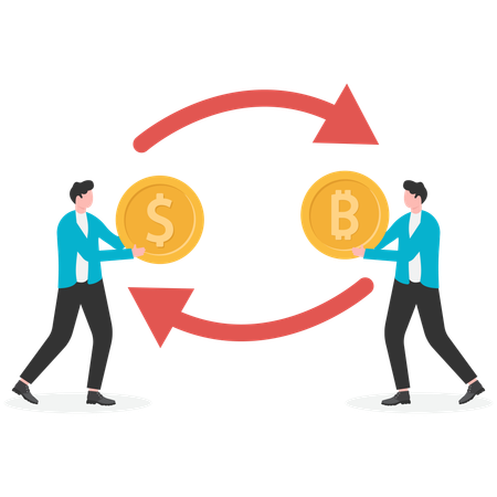 Business people working on currency exchange  Illustration
