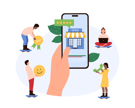 Business people working on customer interaction  Illustration