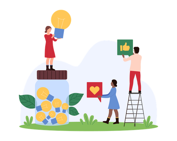 Business people working on customer review  Illustration