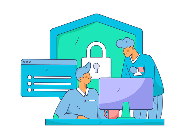 Business People working on cyber security  Illustration