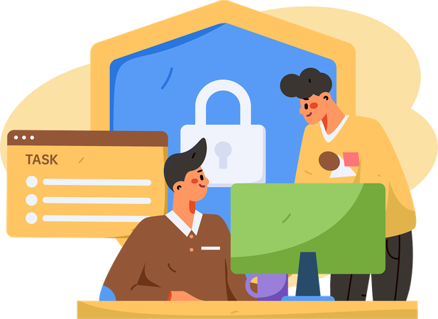 Business People working on cyber security  Illustration