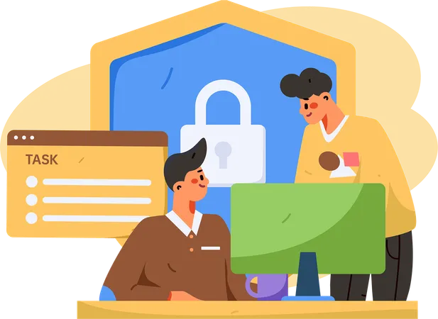 Business People working on cyber security  Illustration