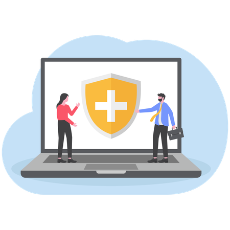 Business people working on cyber security  Illustration