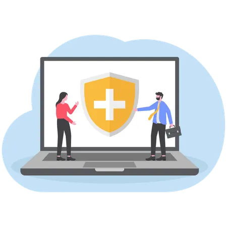 Business people working on cyber security  Illustration