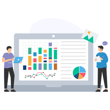 Business people working on business dashboard  Illustration