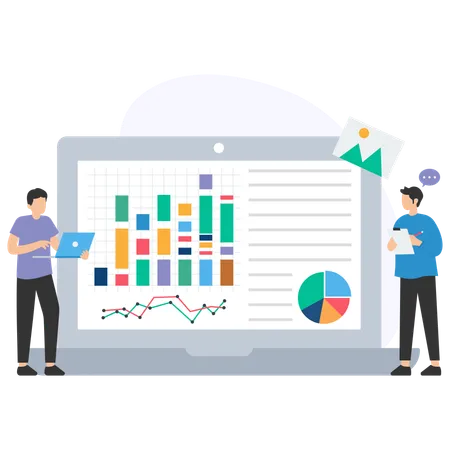 Business people working on business dashboard  Illustration