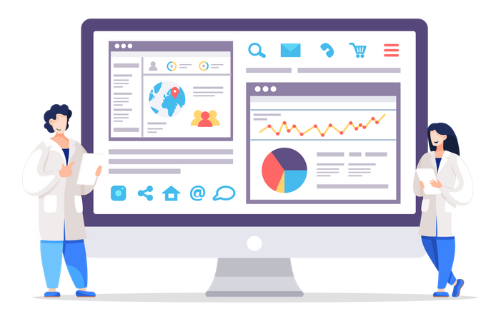 Business people working on data analysis  Illustration