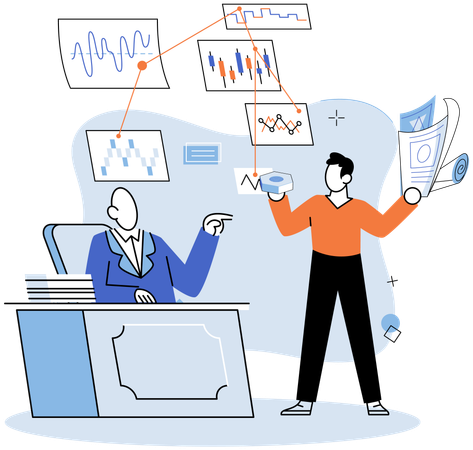 Business people working on data analysis  Illustration