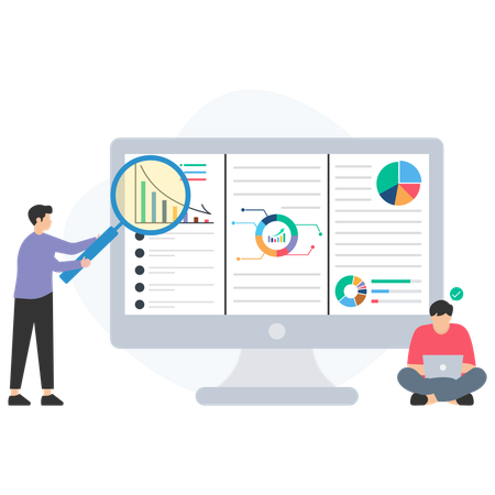 Business people working on data analytics  Illustration