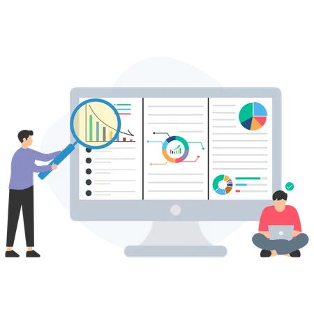 Business people working on data analytics  Illustration