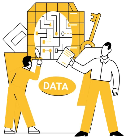 Business people working on Data Patterns  Illustration