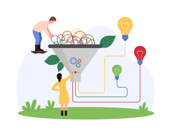 Business people working on data sorting  Illustration