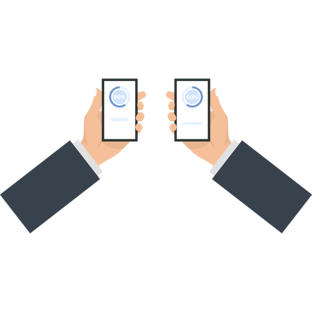 Business people working on data transfer  Illustration
