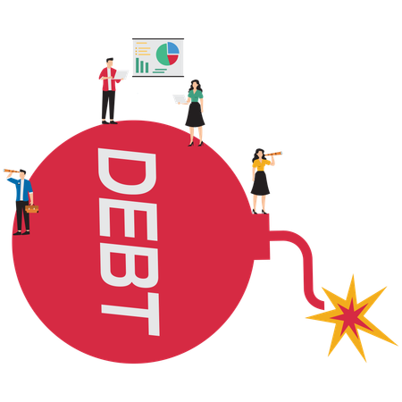 Business people working on business debt  Illustration