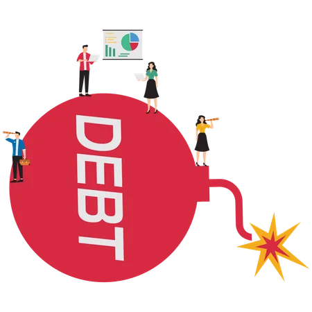 Business people working on business debt  Illustration